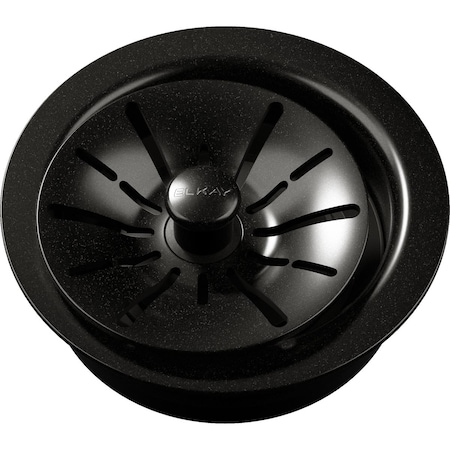 Elkay Quartz Perfect Drain 3-1/2" Polymer Disposr Flange w/ Removable Baskt Strnr, Rubber Stopper Caviar LKPDQD1CA